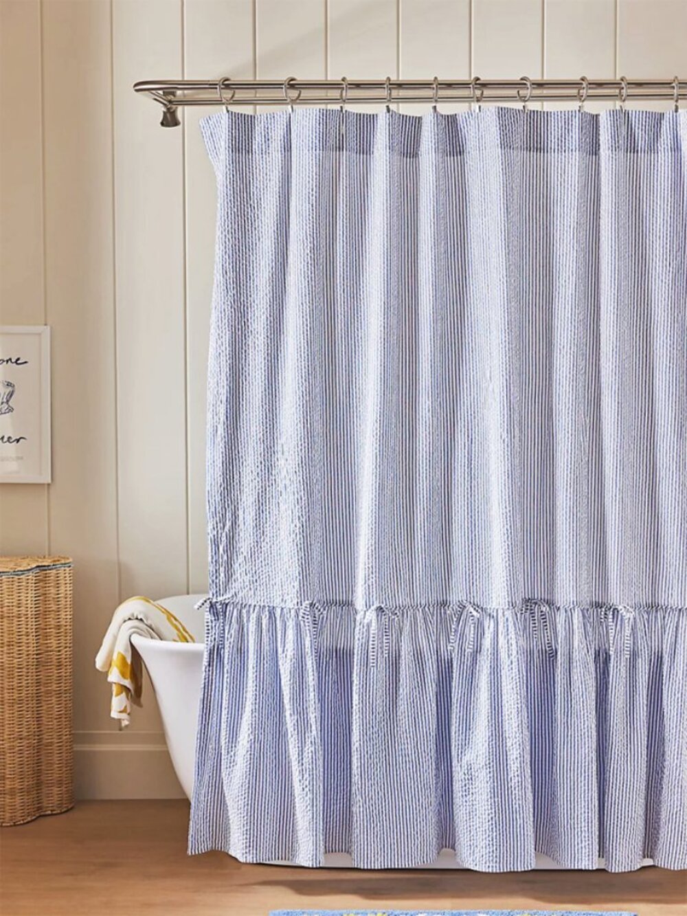 Anthropologie Cotton Seersucker Shower Curtain - Like NEW!
